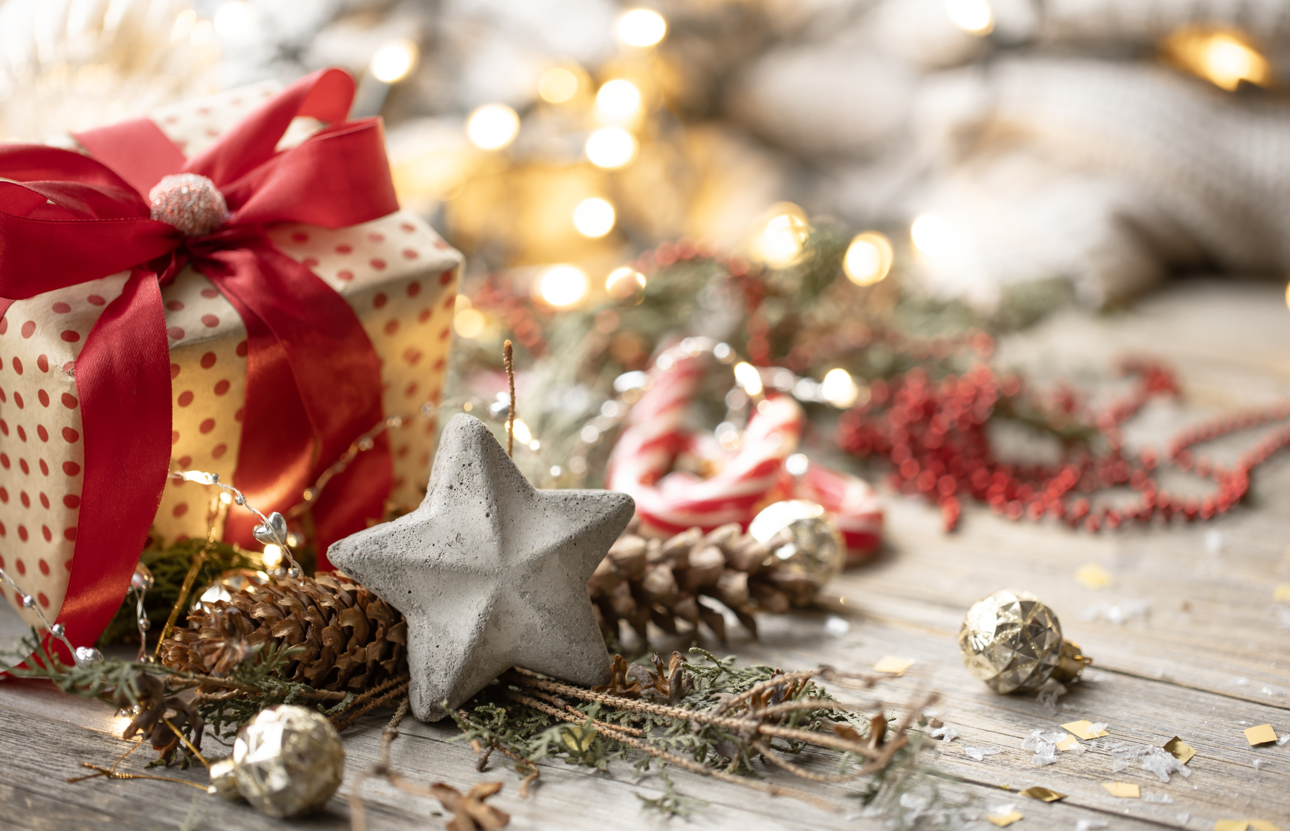 Christmas background with gift box and decor details. christmas background with gift box decor details scaled